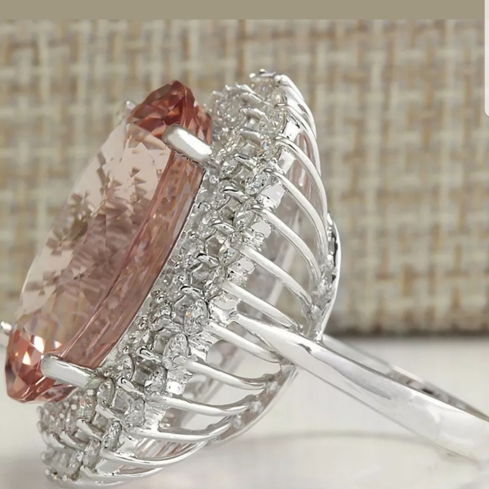 New sterling silver champagne Crystal ring - Picture 4 of 4